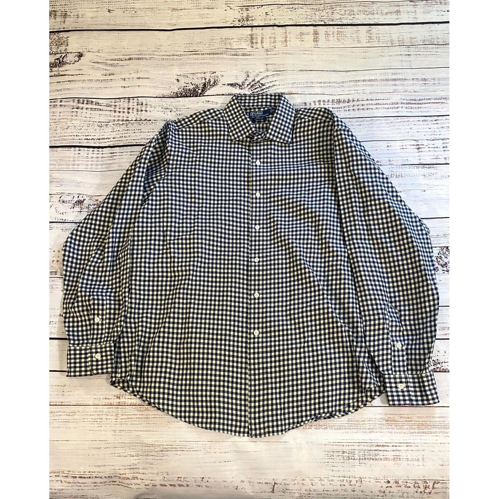 Polo Ralph Lauren Shirt Men's XL Navy Blue Classic‎ Fit Long Sleeve Button-Up
